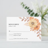Cream Apricot Floral Wedding RSVP Card (Staand voorkant)