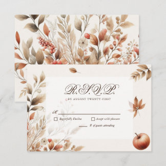 Cream Autumn Harvest Wedding RSVP Botanische react Kaartje