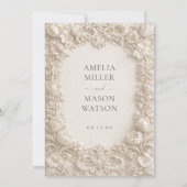 Cream Baroque Floral Ornate Wedding Invitation (Dos)