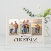 Cream Beach Collage Foto Kerst Kaart (Staand voorkant)