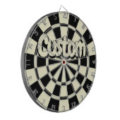 Cream Beige And Black Customizable Text Dartbord (Voorkant Links)