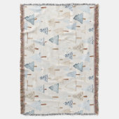 Cream Beige Blue Christmas Trees Deken (Voorkant Verticaal)