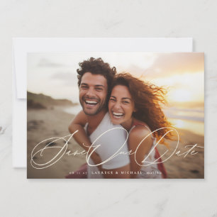 Cream Beige Elegant Classic 2 foto bruiloft Save The Date