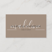 Cream Beige en Brown Calligraphy Script QR-code Visitekaartje (Voorkant)