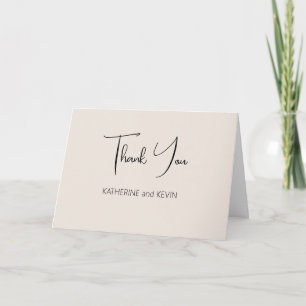 Cream Beige Simple Weddenschap Hartelijk dank Bedankkaart