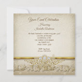 Cream Beige White Gold Elegant geboortedag Kaart (Achterkant)