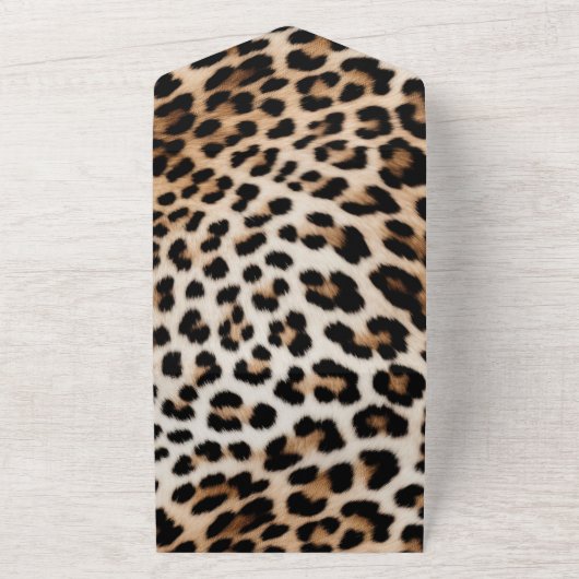 Cream Black Leopard-afdrukken All In One Uitnodiging (Buitenkant)