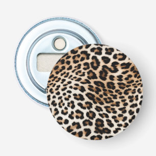 Cream Black Leopard-afdrukken Button Flesopener