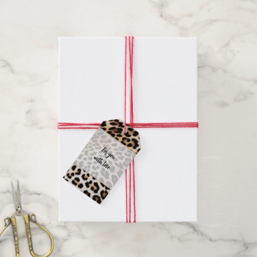 Cream Black Leopard-afdrukken Cadeaulabel (Met Touw)