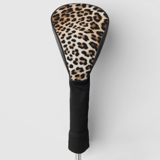 Cream Black Leopard-afdrukken Golfheadcover (Voorkant)