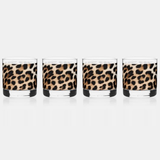 Cream Black Leopard-afdrukken Whisky Glas (Voorkant)