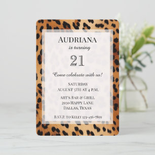 Cream Black Leopard Animal Print Verjaardag Kaart
