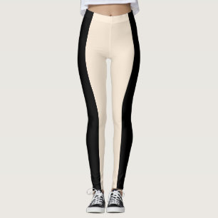 Cream & Black Stripe Moderne Chic Lounge Gym Leggings