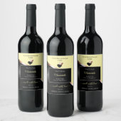 Cream Black Wavy Rose Gold Hearts Étiquettes de pr (Bouteilles)