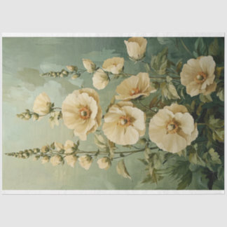 Cream bloemen op groene achtergrond tissuepapier