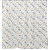 Cream Blue Bows Douchegordijn (Voorkant)