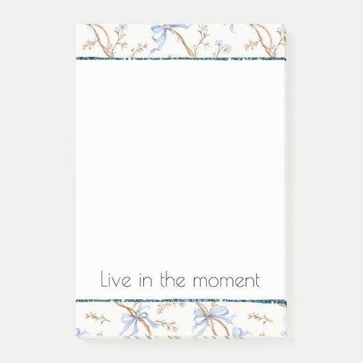Cream Blue Bows Floral Post-it® Notes (Voorkant)
