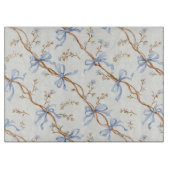 Cream Blue Bows Snijplank (Voorkant)