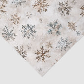 Cream Blue Brown Snowflakes Christmas Tissuepapier (Detail)