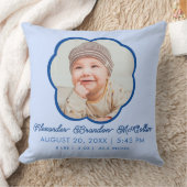 Cream Blue Cloud Shape Baby Boy Birth STATS Throw Kussen (Deken)