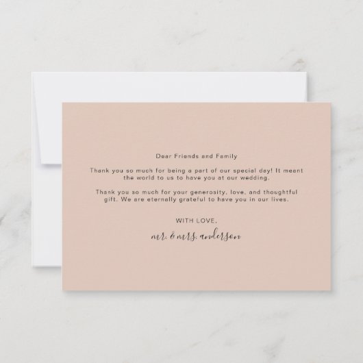 Cream Boho Eenvoudige Foto Hart Script Bruiloft Bedankkaart (Achterkant)