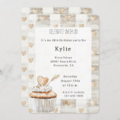 Cream Boho Hearts Cupcake Verjaardag Kaart (Voorkant / Achterkant)