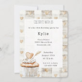 Cream Boho Hearts Cupcake Verjaardag Kaart (Voorkant)
