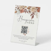 Cream Boho Honeymoon Fund QR Code Trouwbord Reclamebord Met Voetstuk (Voorkant)