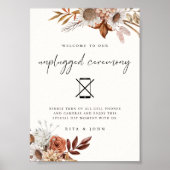 Cream Boho Unplugged Ceremony Wedding Sign Poster (Voorkant)
