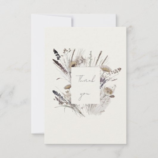 Cream Boho Wildflower Baby shower Dank u Bedankkaart (Voorkant)