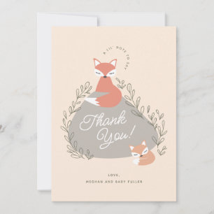 Cream Boho Woodland Foxes Baby shower Flat Bedankkaart