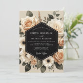 Cream Botanical Enchantment Wedding Kaart (Staand voorkant)