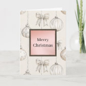 Cream Bow Chic Ornaments Christmas Kaart (Voorkant)