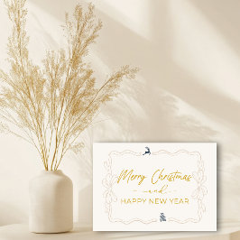 Cream: Bow & Trees Doodles Holiday Gevouwen Kaart