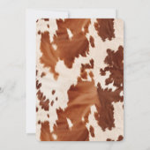 Cream Brown Cowhide Western Wedding Kaart (Achterkant)