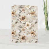 Cream Brown Floral Christmas Kaart (Achterkant)
