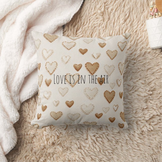Cream & Brown Hearts   Kussen (Deken)