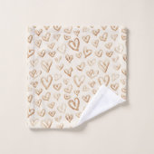 Cream Brown Hearts Valentine's Day (Gant de toilette)