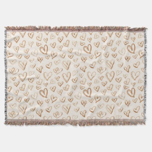 Cream Brown Hearts Valentine's Day Love Deken (Voorkant)