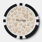 Cream Brown Hearts Valentine's Day Poker Chips (Voorkant)