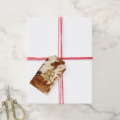 Cream Brown Koeienhuid Gold Tree Cadeaulabel (Met Touw)