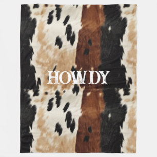 Cream Brown Koeienhuid Howdy Fleece Deken