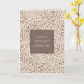 Cream Brown Leopard Print Birthday Kaart (Gele Bloem)