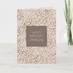 Cream Brown Leopard Print Birthday Kaart