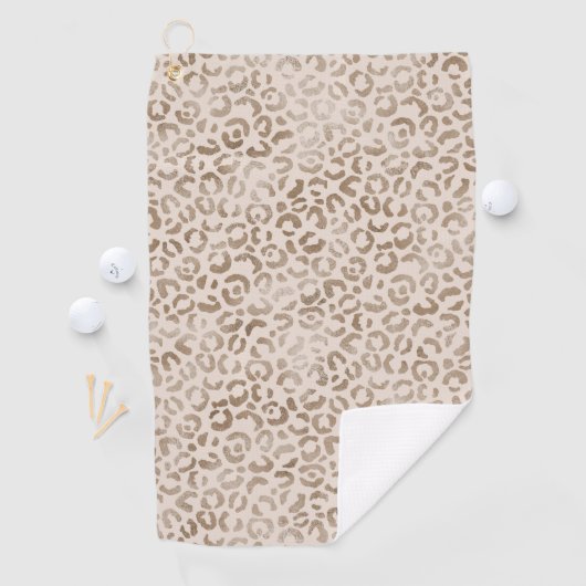 Cream Brown Leopard Print Golfhanddoek (Insitu)