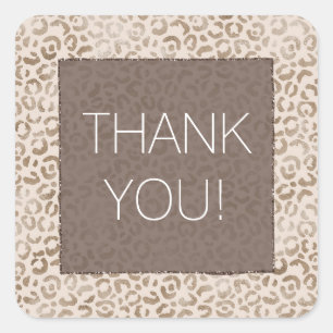 Cream Brown Leopard Print Hartelijk dank Vierkante Sticker