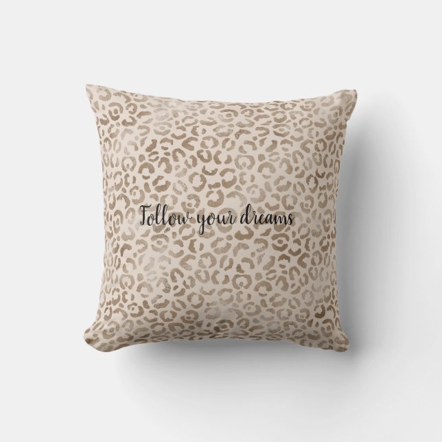 Cream Brown Leopard Print       Kussen (Voorkant)