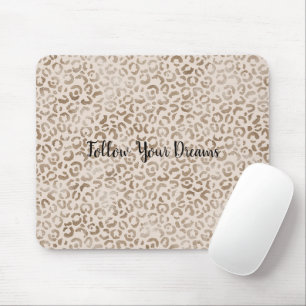 Cream Brown Leopard Print Muismat