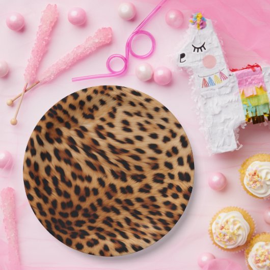 Cream Brown Leopard Print Papieren Bordje (Feest)
