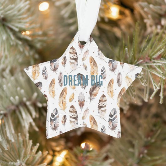 Cream Brown Native Tribal Feathers Christmas Ornament (Boom)